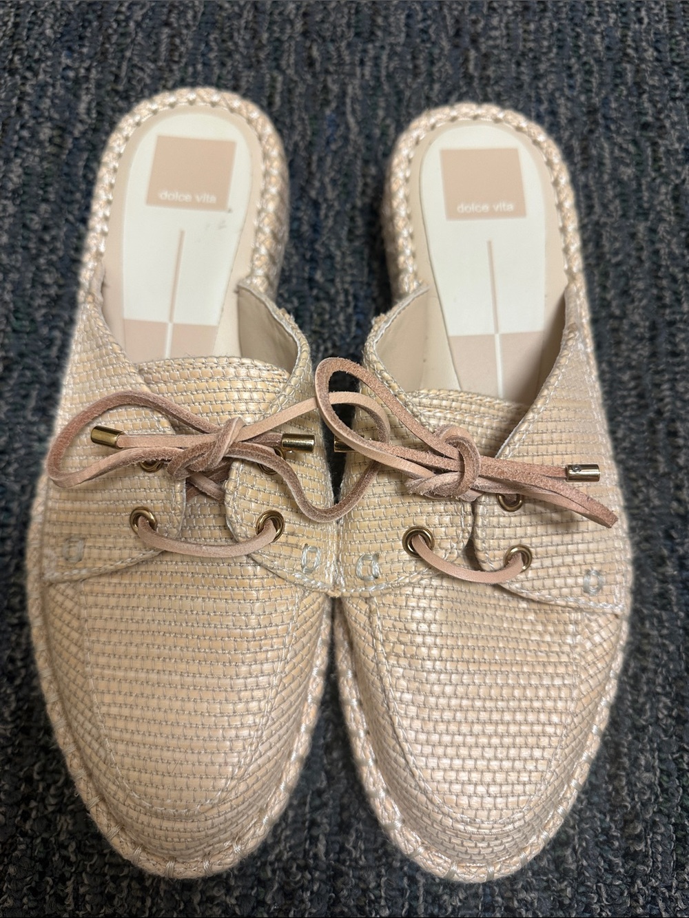 Dolce Vita Cream Woven Espadrille Mule with Bow